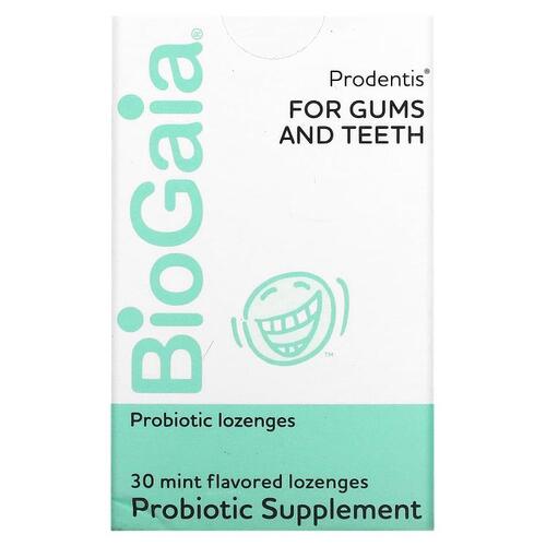 바이오가이아, 잇몸과 치아를 위한 Prodentis, 민트, 프로바이오틱 사탕 정제 30정