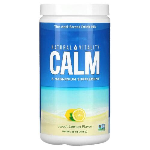 내추럴 바이탈리티 Natural Vitality, CALM, 스트레스 방지 드링크 믹스, 스위트 레몬 맛, 453G 16OZ)