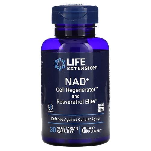 라이프 익스텐션 Life Extension, NAD+ 세포 재생제 및 레스베라트롤, NIAGEN 니코틴아미드 리보사이드, 베지 캡슐 30정