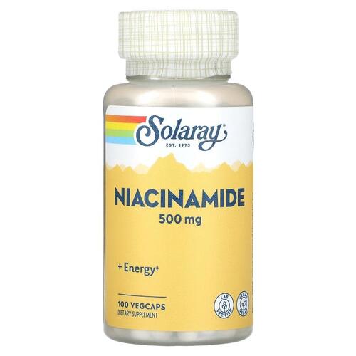 솔라레이 Solaray, 나이아신아미드, 500 mg, 100 식물성 캡슐