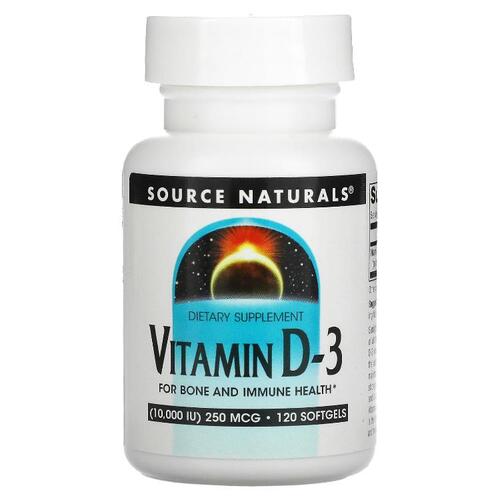 소스 네츄럴스 Source Naturals, 비타민 D 3, 10,000 IU, 120 소프트젤