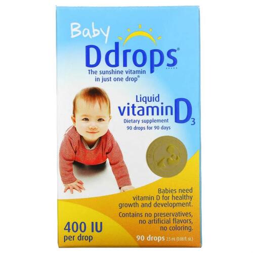 Ddrops, 유아용, 액상 비타민D3, 400IU, 90방울, 2.5ML 0.08FL oz)