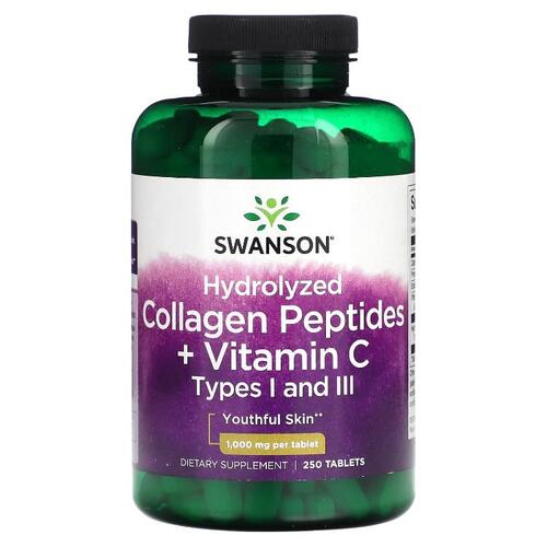 스완슨 Swanson, 가수분해 콜라겐 펩타이드 + 비타민C, 1,000mg, 250정
