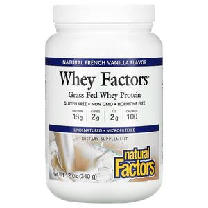 Natural FACTORS Whey FACTORS Grass Fed Whey PROTEIN Natural French VANILLA 12 oz (340 g)