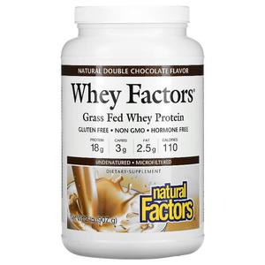 Natural FACTORS Whey FACTORS 목초 사육 유청 단백질 천연 더블 초콜릿 907g(2lbs)