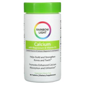 정품 레인보우 라이트 마그네슘 및 비타민D3 함유 식품 기반 칼슘 90정