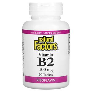 Natural FACTORS 네츄럴 펙터스, 비타민B2, 리보플라빈, 100mg, 90정