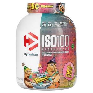 다이마타이즈 Dymatize, 가수분해 ISO100, 100% 분리유청단백질, 생일 케이크 페블스, 2.3KG 5LBS)