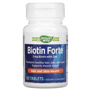 네이쳐스 웨이 Natures Way, Biotin Forte, 아연 함유, 3mg, 60정