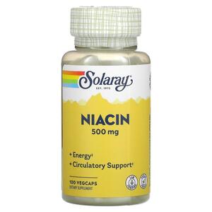 솔라레이 Solaray, 니아신, 500 mg, 100 베지 캡스