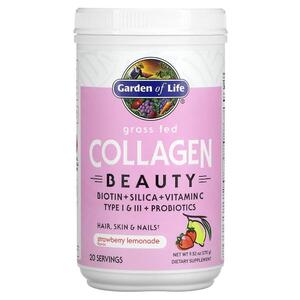 가든 오브 라이프 Garden of Life, 목초사육 Collagen Beauty, 딸기 레모네이드, 270G 9.52OZ)
