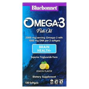 블루보넷 뉴트리션 Bluebonnet Nutrition, 오메가3 피쉬 오일, 두뇌 건강, 레몬 맛, 소프트젤 120정