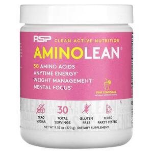 RSP 뉴트리션 RSP Nutrition, AminoLean, 필수 아미노산 + 애니타임 에너지, 핑크 레모네이드, 270G 9.52OZ)