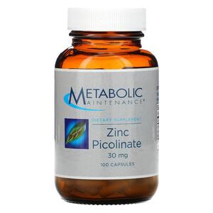 메타볼릭 메인터넌스 Metabolic Maintenance, 아연 피콜리네이트, 30 mg, 100 캡슐