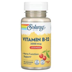 솔라레이 Solaray, 비타민B12, 천연 체리 향, 무설탕, 2000mcg, 로렌지 90개