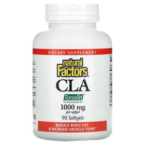 Natural FACTORS 네츄럴 펙터스, CLA 토날린, 1000 mg, 90 소프트 젤
