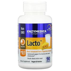 엔자이메디카 Enzymedica, Lacto, 가장 향상된 유제품 소화 포뮬라, 캡슐 90정