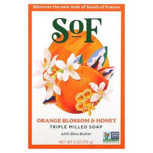 SoF, 오렌지꽃 꿀, 오가닉 시어버터 함유 프랑스산 밀드 비누, 170g 6OZ)