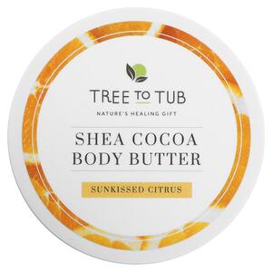 TREETOTUB, Shea Butter Moisturizing Body Butter Cream, 끈적임 없음, 건조하고 민감한 피부를 위한 수분 공급, 시트러스, 200 ml