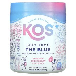KOS, 볼트 프롬 더 블루, 활력 보강 블루 스피룰리나 혼합물, 일렉트릭 부스트베리 맛, 237G 8.36OZ)