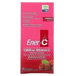 Ener C, 비타민C, 종합비타민 드링크 믹스, 라즈베리, 1,000mg, 30팩, 개당 9.28G 0.3OZ)