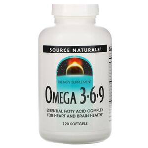 소스 네츄럴스 Source Naturals, Omega 3 6 9, 소프트젤 120정