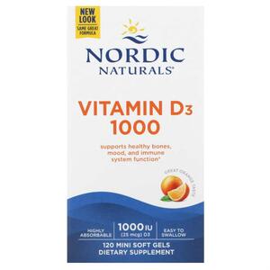 Nordic NATURALS 노르딕 내추럴스, 비타민D3, 오렌지, 1,000IU, 소프트젤 120정