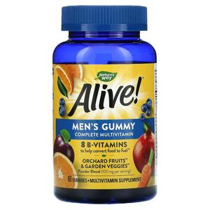 네이쳐스 웨이 Natures Way, ALIVE 남성용 구미젤리 컴플리트 종합비타민, 과일, 구미젤리 60개