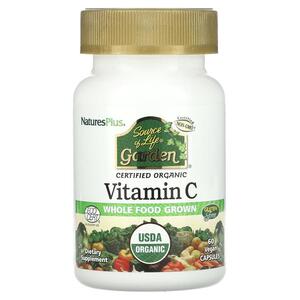 네이쳐스 플러스 NaturesPlus, Source of Life Garden, Certified Organic 비타민 Vitamin C, 60 식물성 캡슐