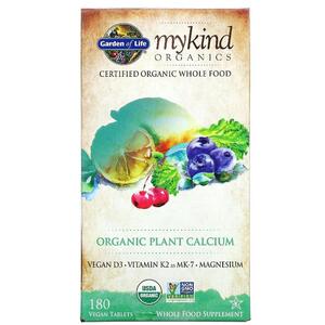 가든 오브 라이프 Garden of Life, MyKind Organics, 오가닉 식물성 칼슘, 베지 정제 180정
