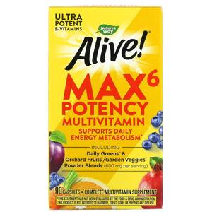 네이쳐스 웨이 Natures Way, ALIVE Max6 Potency 종합비타민, 캡슐 90정