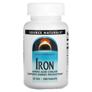 소스 네츄럴스 Source Naturals, 철분, 25 mg, 250정