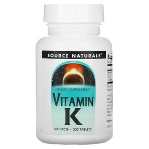 소스 네츄럴스 Source Naturals, 비타민 K, 500 마이크로그램, 200 정