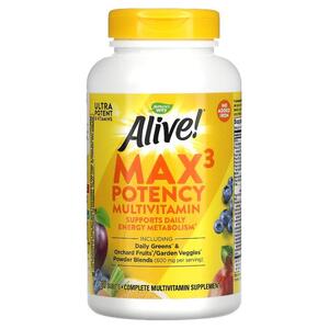 네이쳐스 웨이 Natures Way, ALIVE Max3 효능, 성인용 완전 종합비타민, 철분 무함유, 180정