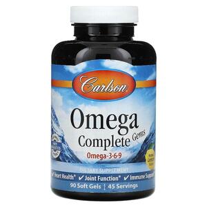 칼슨 Carlson, Omega Complete Gems, 오메가3 6 9, 천연 레몬 맛, 소프트젤 90정