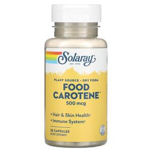 솔라레이 Solaray, Food Carotene, 베타카로틴 및 카로티노이드 복합체 함유, 500MCG 10,000IU , 캡슐 30정