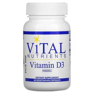 바이탈 뉴트리언트 Vital Nutrients, 비타민D3, 5,000IU, 베지 캡슐 90정