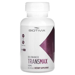 Biotivia, Transmax, 트랜스 레스베라트롤 98%, 500mg, 캡슐 60정