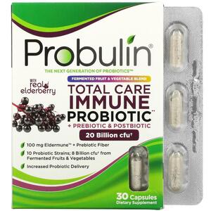 Probulin, Total Care Immune 프로바이오틱 + 프리바이오틱 포스트바이오틱, 진짜 엘더베리 함유, 200억, 캡슐 30정 캡슐당 200억 CFU)