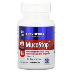 엔자이메디카 Enzymedica, MucoStop, 캡슐 48정