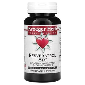 크로거 허브 Kroeger Herb Co, Resveratrol Six, 60 Vegetarian Capsules