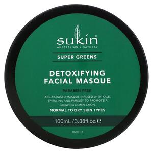 Sukin, Super Greens, 디톡스 페이셜 마스크, 100ML 3.38FL oz)