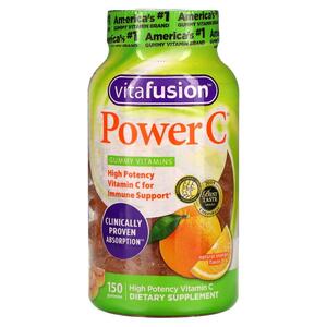 비타퓨전 VitaFusion, Power C, 고효능 비타민C, 천연 오렌지 맛, 구미젤리 150개
