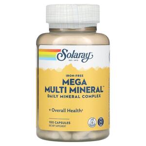 솔라레이 Solaray, Mega 종합멀티 Multi Mineral, 철분 무함유, 캡슐 100정