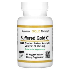 캘리포니아 골드 뉴트리션 California Gold Nutrition, Buffered Gold C, Gold Standard 아스코르브산 나트륨 비타민C , 750mg, 베지 캡슐 60정