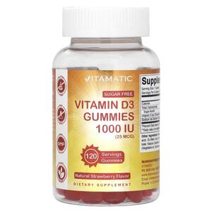 Vitamatic, 비타민D3 구미젤리, 천연 딸기 맛, 1,000IU 25MCG , 구미젤리 120개