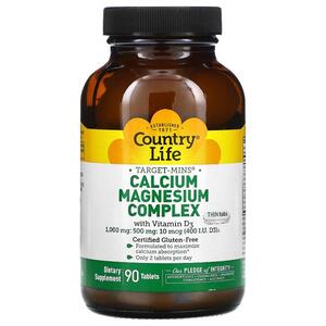 컨츄리 라이프 Country Life, Target Mins 칼슘 마그네슘 복합체, 비타민D3 함유, 90정