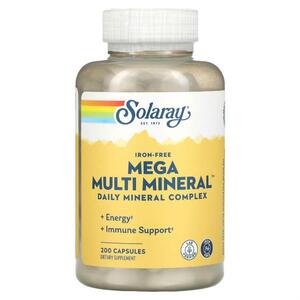 솔라레이 Solaray, Mega 종합멀티 Multi Mineral, 철분 무함유, 캡슐 200정
