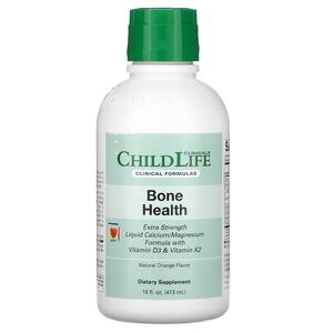차일드라이프 ChildLife Clinicals, Bone Health, 비타민D3 비타민K2 함유 액상 칼슘 마그네슘 포뮬라, 천연 오렌지, 473ML 16FL oz)
