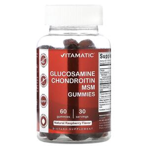 Vitamatic, 글루코사민 콘드로이틴 MSM 구미젤리, 천연 라즈베리 맛, 구미젤리 60개